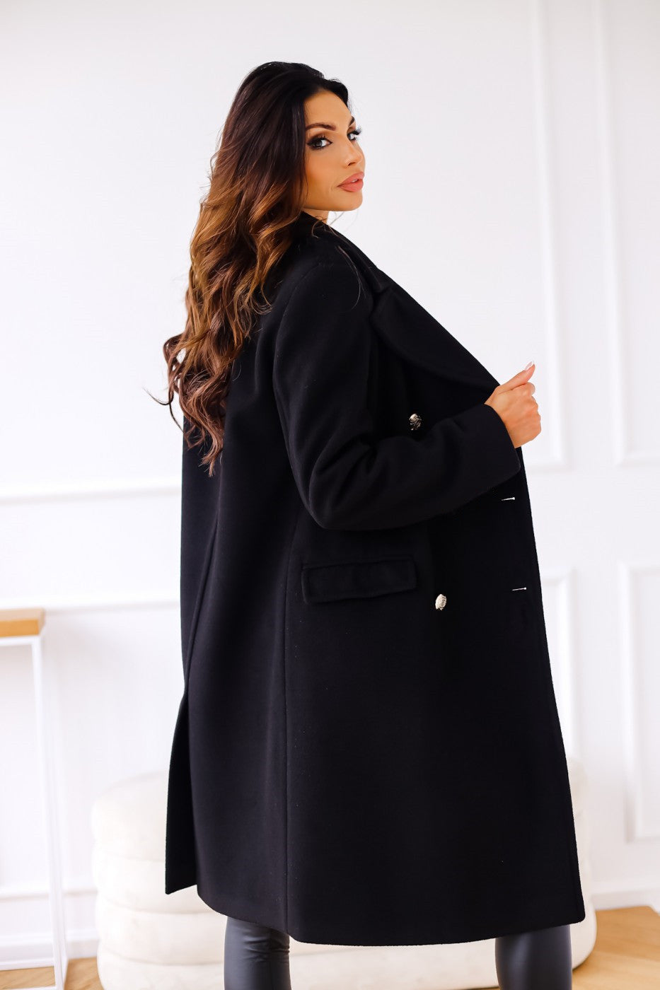 Women’s Trench Coat | Double-Breasted with Texture & Long Cut