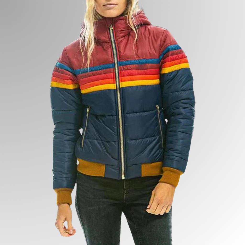 Women's Retro Zip Jacket with Functional Pockets and Adjustable Fit