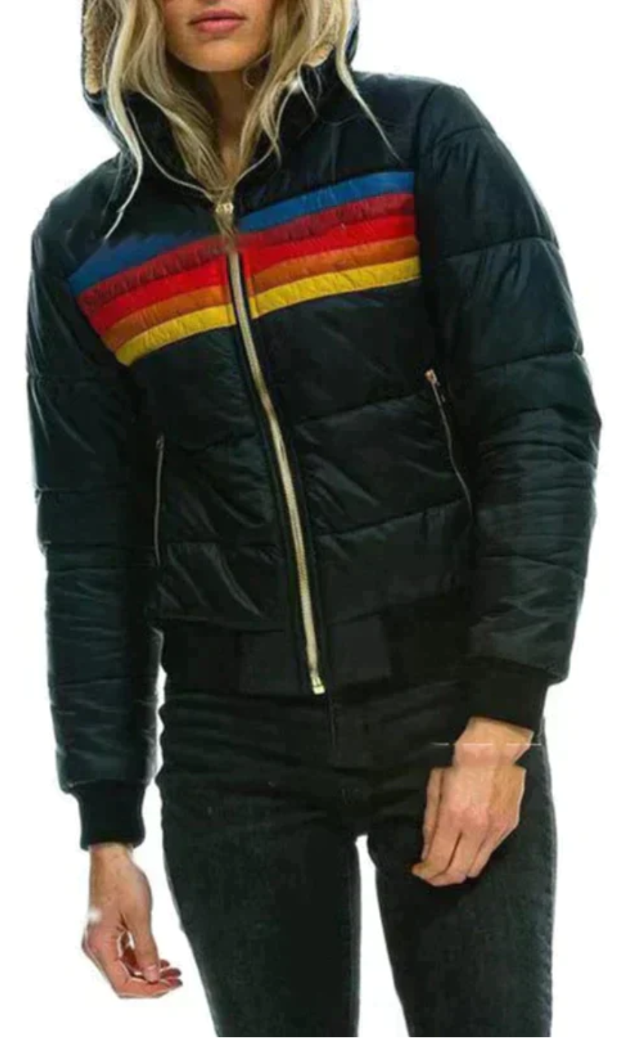 Women’s Winter Puffer Jacket | With Retro Stripes
