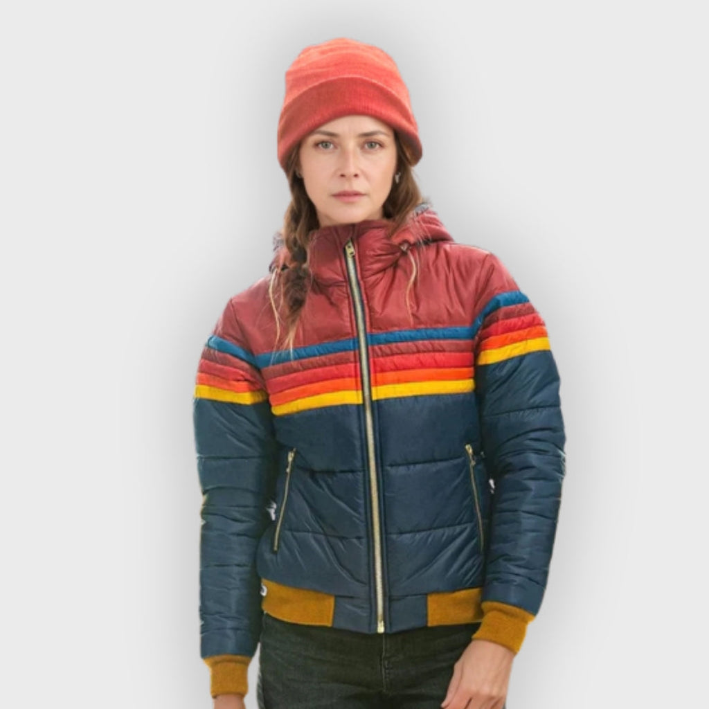 Women’s Winter Puffer Jacket | With Retro Stripes
