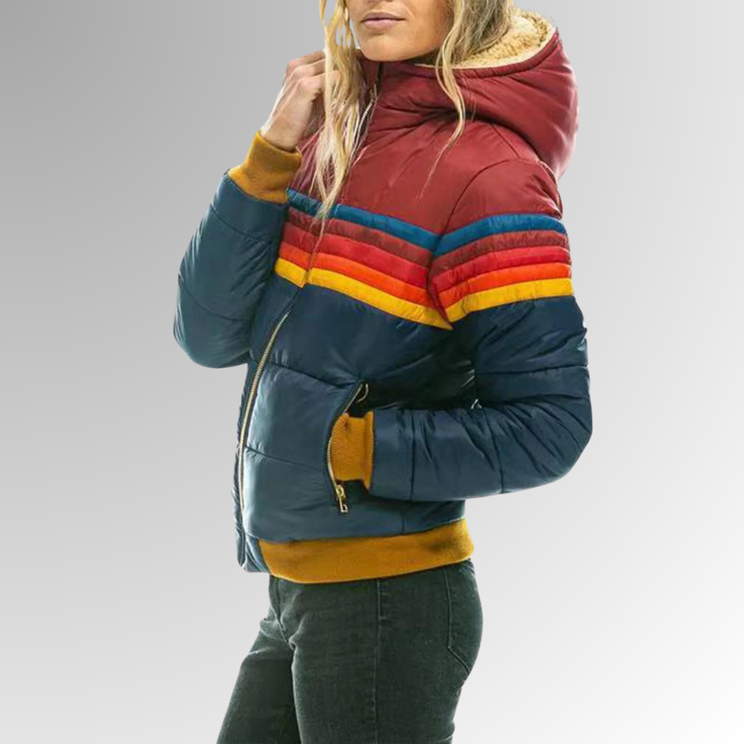 Women's Retro Zip Jacket with Functional Pockets and Adjustable Fit