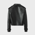 Women's Chic Wide Collar Short Biker Jacket