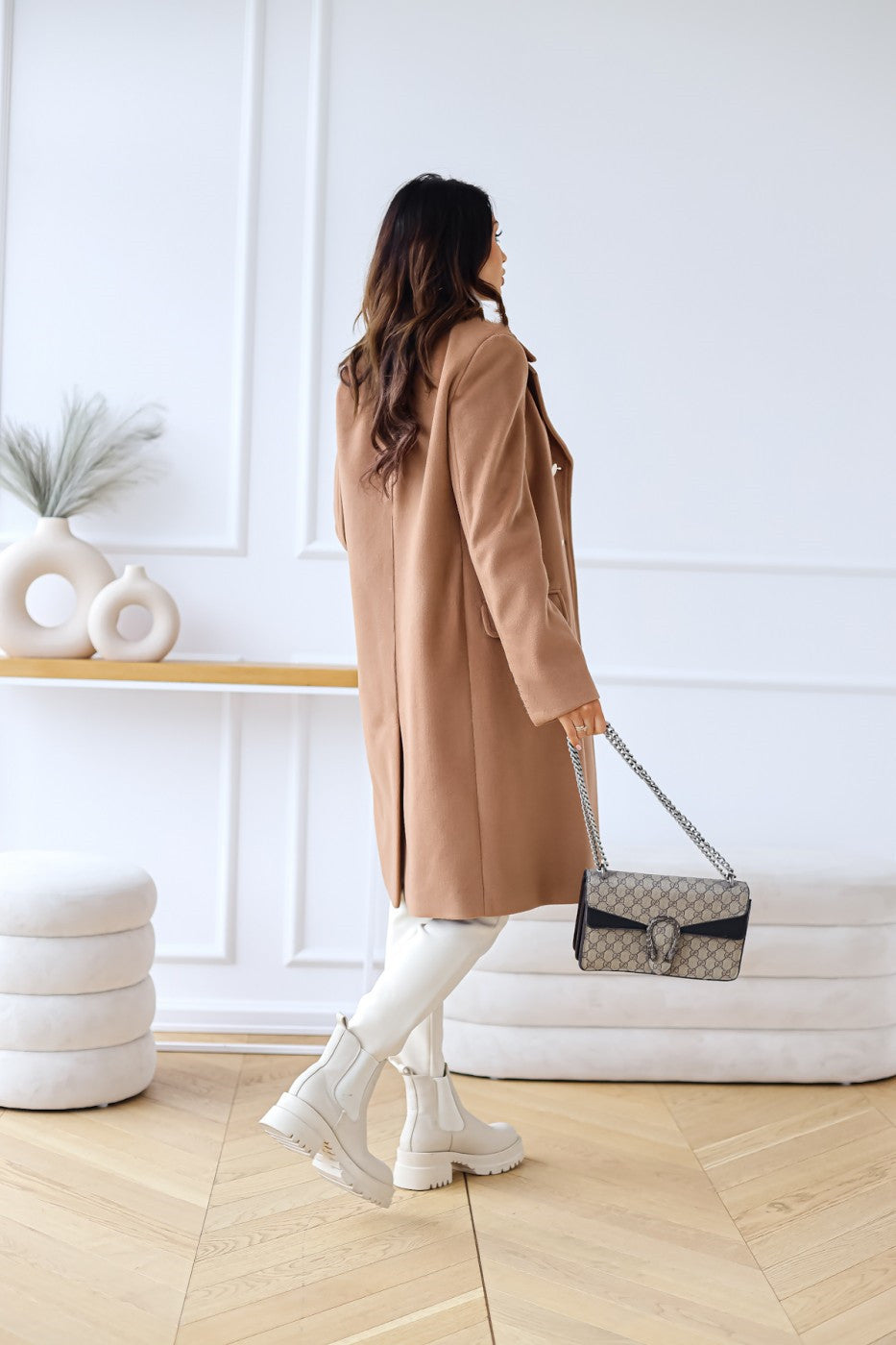 Women’s Trench Coat | Double-Breasted with Texture & Long Cut