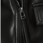 Women's Black Diagonal Zip Short Retro Leather Jacket