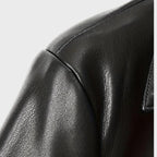 Women's Black Diagonal Zip Short Retro Leather Jacket