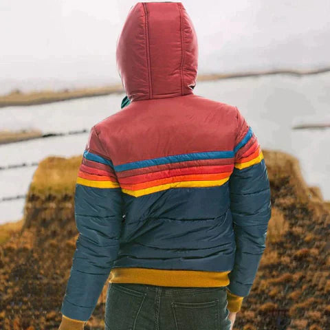 Women’s Winter Puffer Jacket | With Retro Stripes