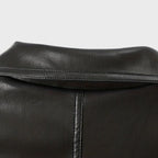 Women's Black Diagonal Zip Short Retro Leather Jacket