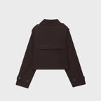 Women's Dark Brown Cropped Double Button Short Jacket