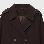 Women's Dark Brown Cropped Double Button Short Jacket