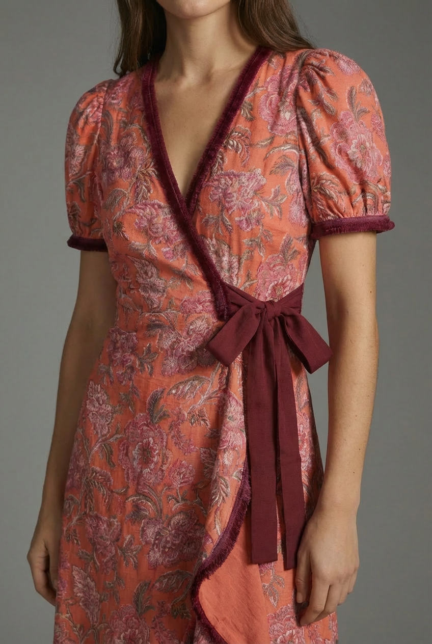 Women’s Ascot Elegant Puff Sleeve Midi Occasion Dress