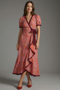 Women’s Ascot Elegant Puff Sleeve Midi Occasion Dress