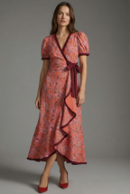 Women’s Ascot Elegant Puff Sleeve Midi Occasion Dress