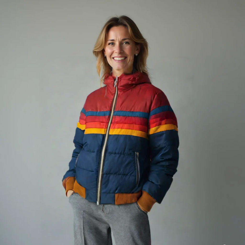 Women's Retro Zip Jacket with Functional Pockets and Adjustable Fit
