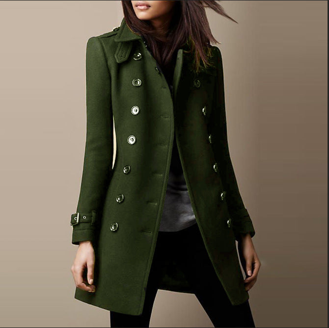 Women Winter Trench Coat | Double-Breasted & Mid-Length