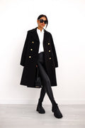 Women’s Trench Coat | Double-Breasted with Texture & Long Cut