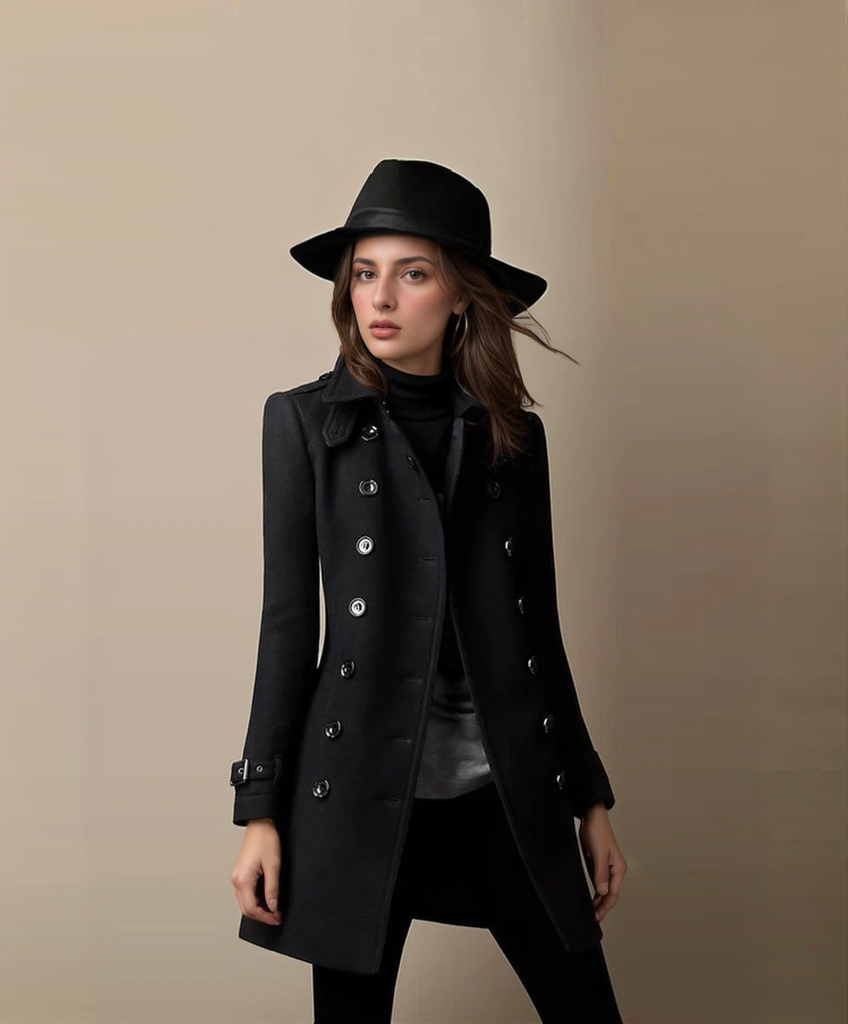 Women Winter Trench Coat | Double-Breasted & Mid-Length