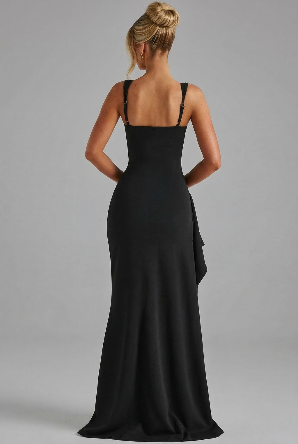 Women’s Elegant Bodycon Slip Maxi Dress with Leg Split and Open Back