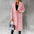Women Winter Trench Coat | Double-Breasted With Notched Collar