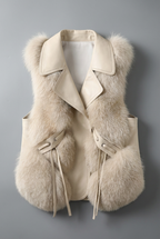 Women's Faux Fur Style Gilet – Oversized Lapel Lightweight Layering Vest