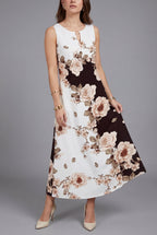 Women’s Ascot Black and White Floral Comfortable Sleeveless Maxi Dress