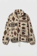 Women’s Cosy Fleece Zip-Up Sweatshirt – Geometric Winter Print