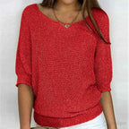 Women’s Textured Knit Batwing Sleeve Relaxed Fit Top